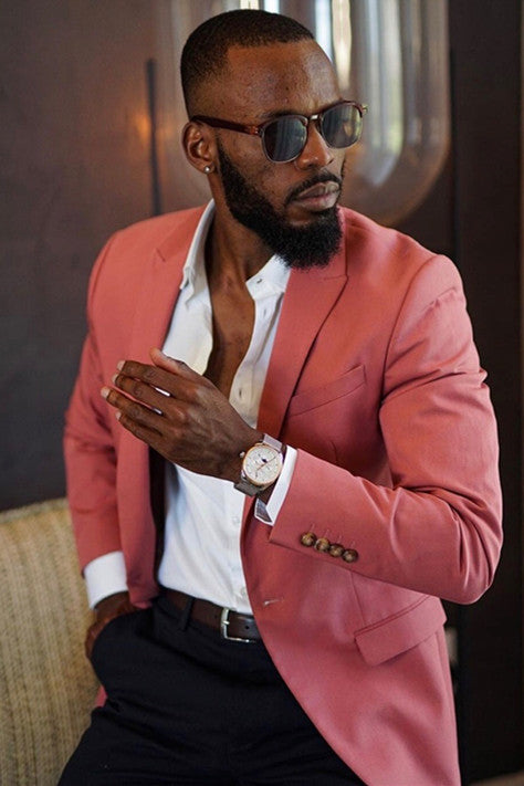 Fashion Peaked Lapel Two-Pieces Wedding Morning Suit - Braden Pink-BallBride