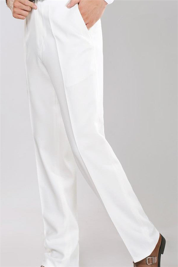 Fashion Reception Suit for Groom - Two Pieces White Shawl Lapel Jacquard-BallBride