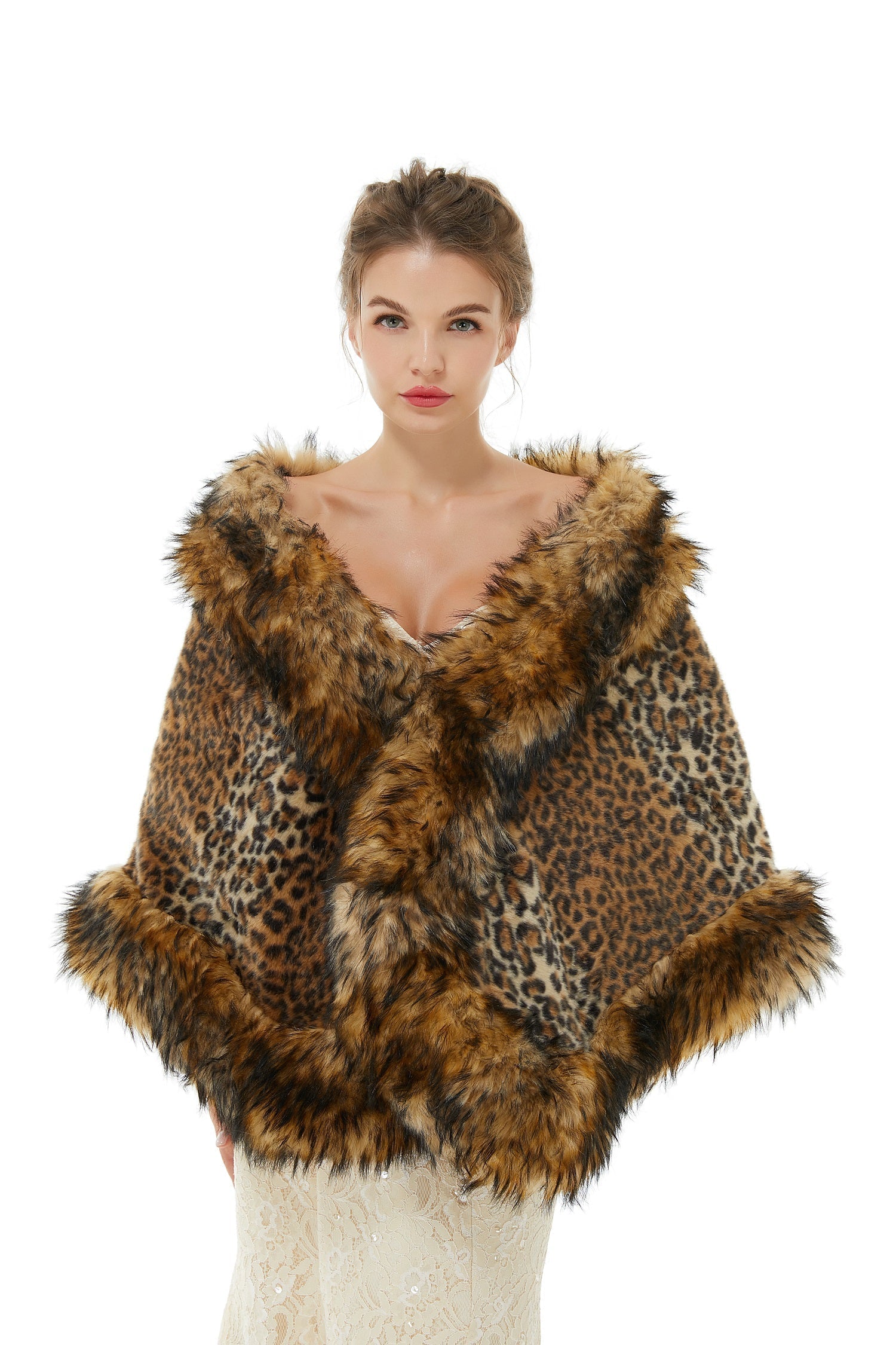 Faux Fur Wedding Wraps for Brides - Leopard Fashion-BallBride
