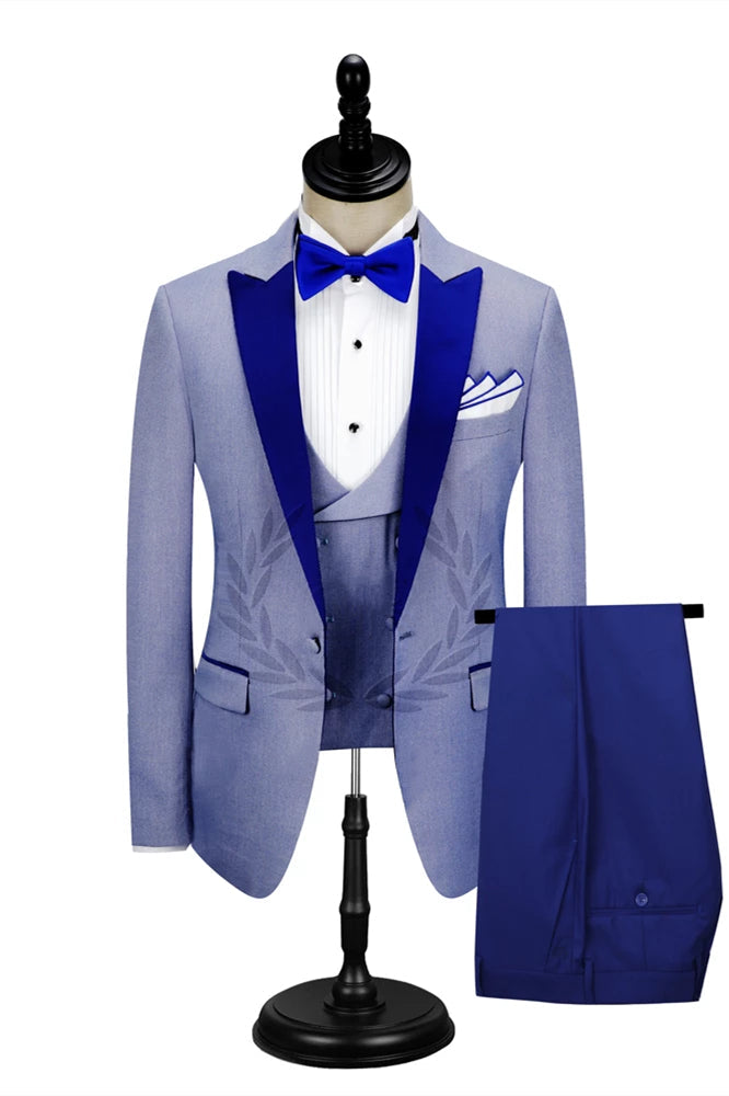 Formal Man's Suits - Shining Ronald Dinner Prom Royal Blue With Peak Lapel-BallBride