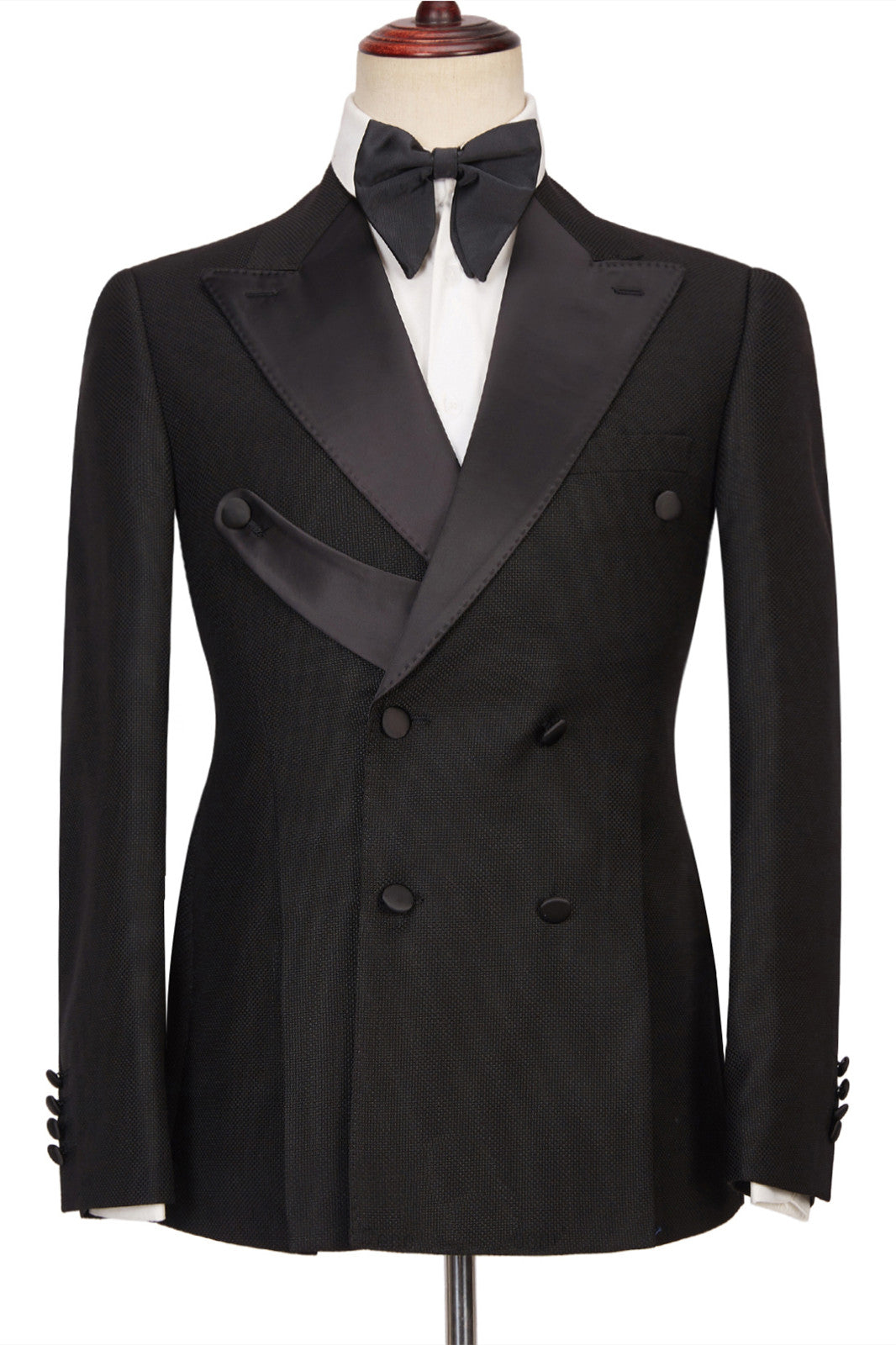 Gavin Latest Design Men's Suits: Black Double Breasted Peaked Lapel Best Fitted-BallBride
