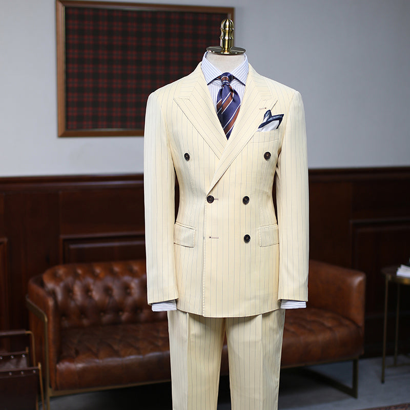 Gentle Best Striped Groom Suit for Prom Double Breasted-BallBride
