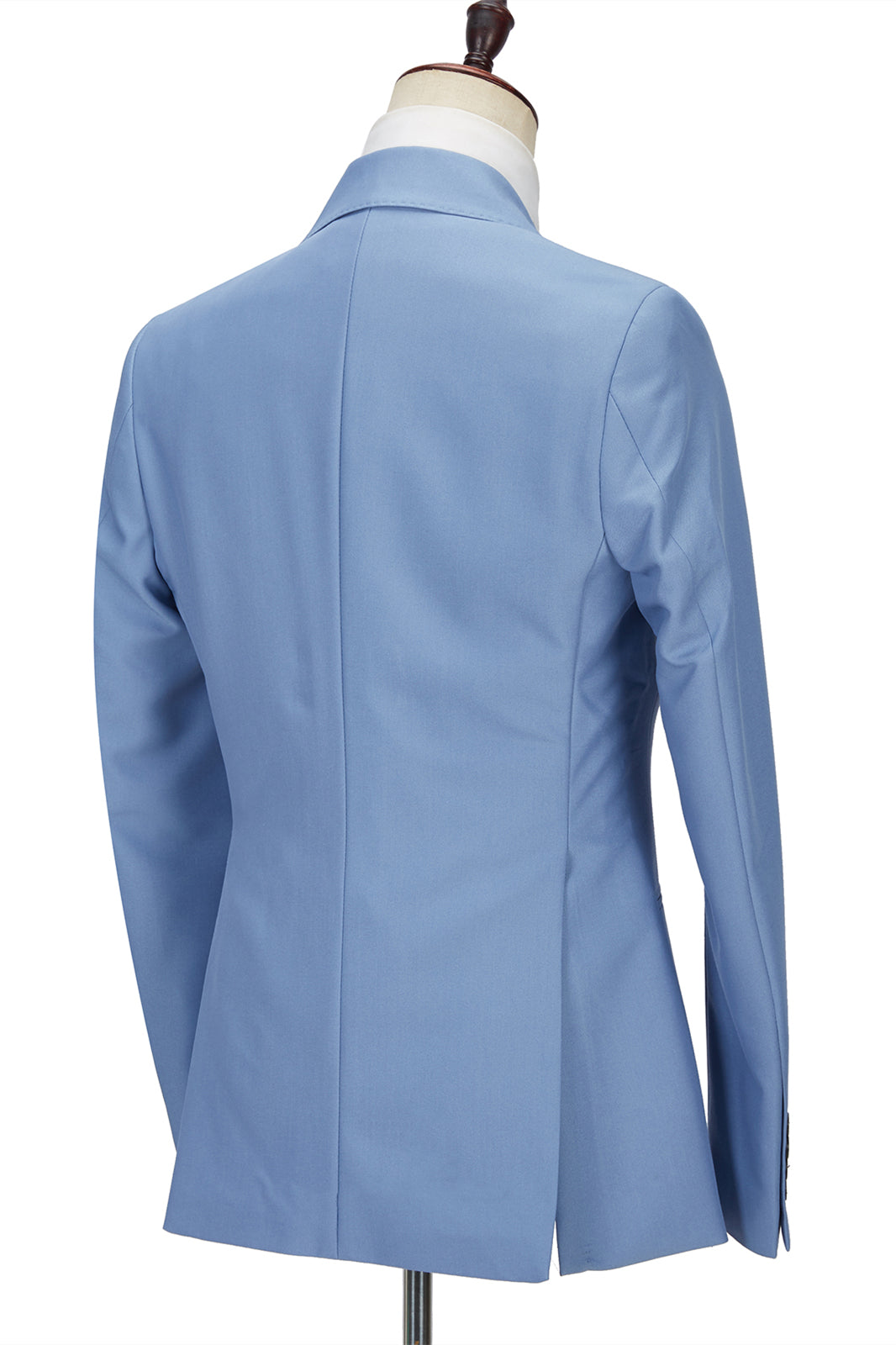 Gentle Blue Peak Lapel Men's Suit | 3 Piece Formal Suit without Flap-BallBride