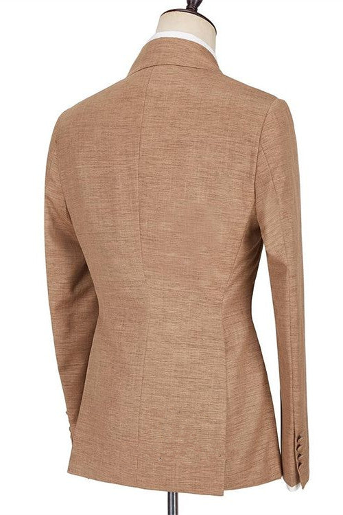 Gentle Brown Peaked Lapel Prince Suits with Ruffles for Prom-BallBride