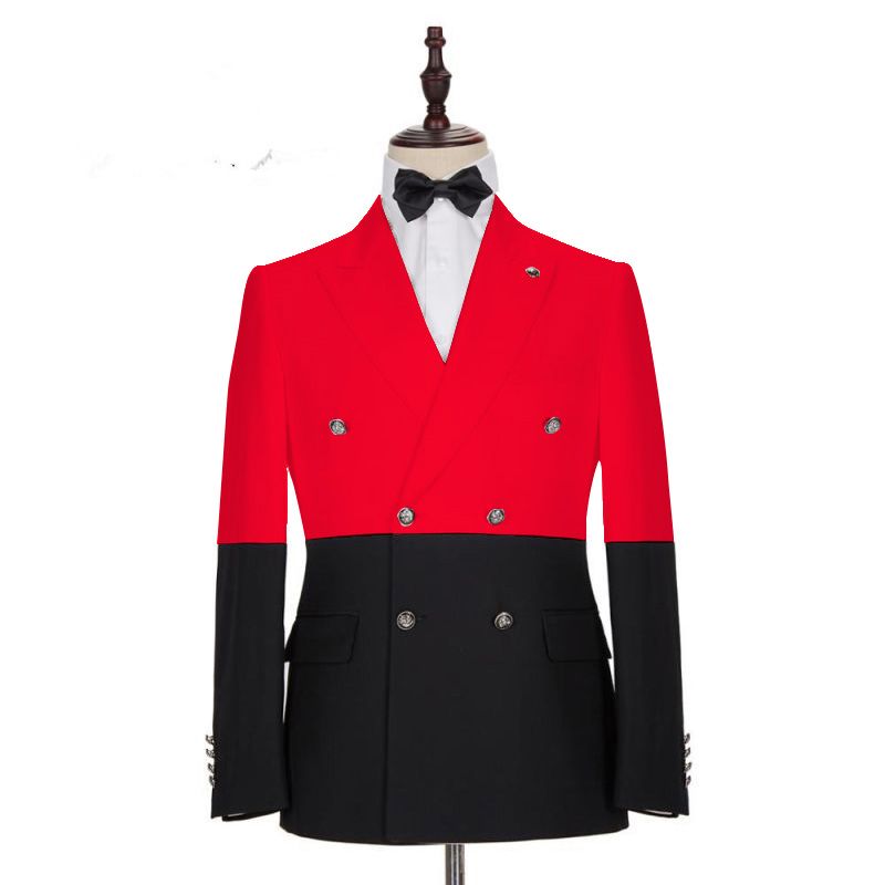 Gentle Red Double Breasted Party Suit with Peaked Lapel-BallBride