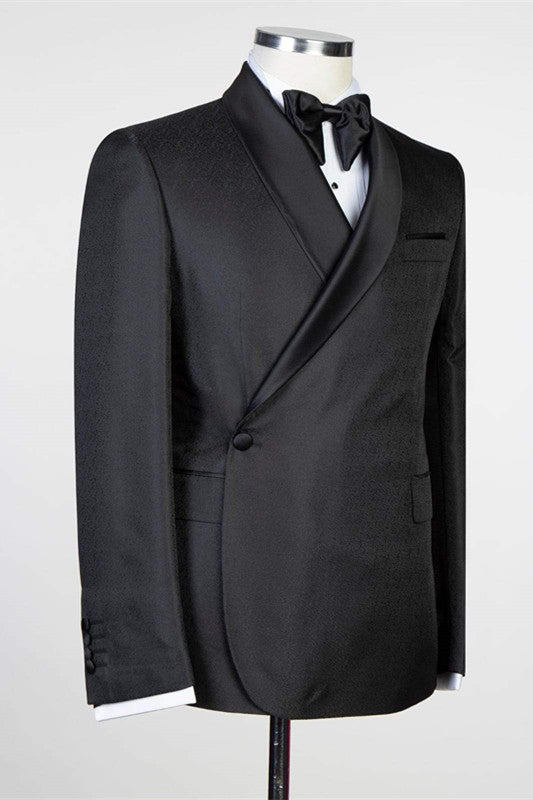 Glamorous Black Wedding Suits For Groom with Shawl Lapel-BallBride