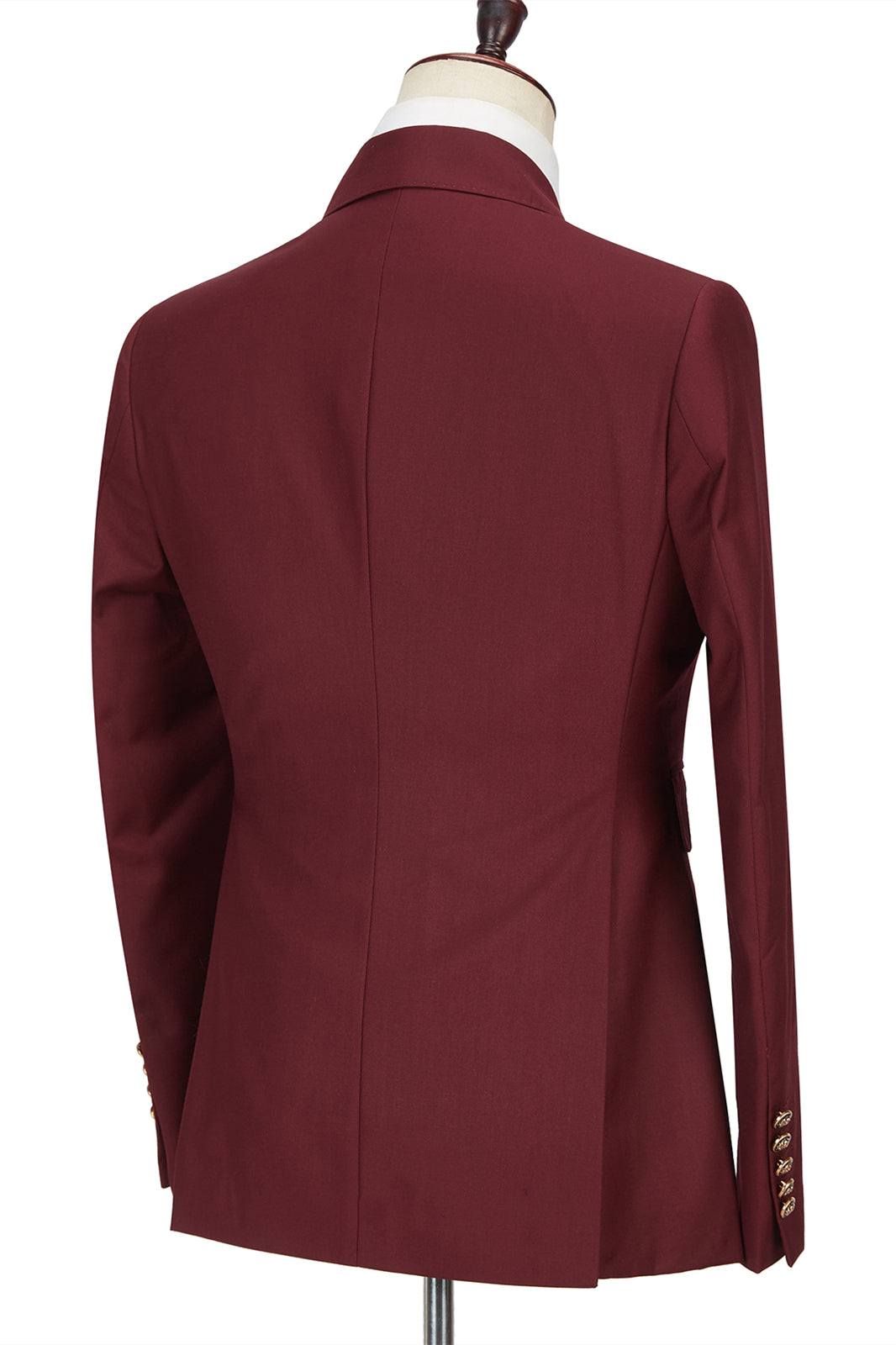 Glamorous Burgundy Groomsmen Outfits with Peak Lapel Double Breasted-BallBride
