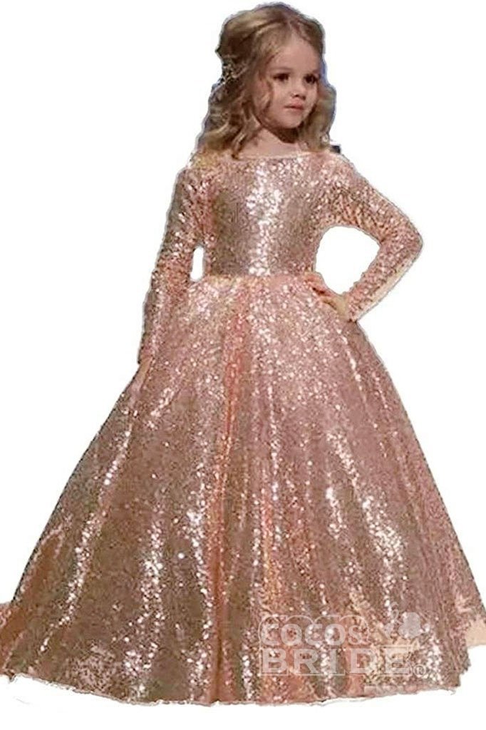 Glamorous Golden Scoop Neck Princess Dress-BallBride
