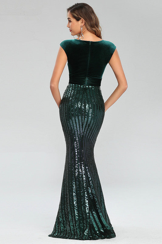 Glamorous Green Mermaid Evening Prom Dress With Sequins-BallBride