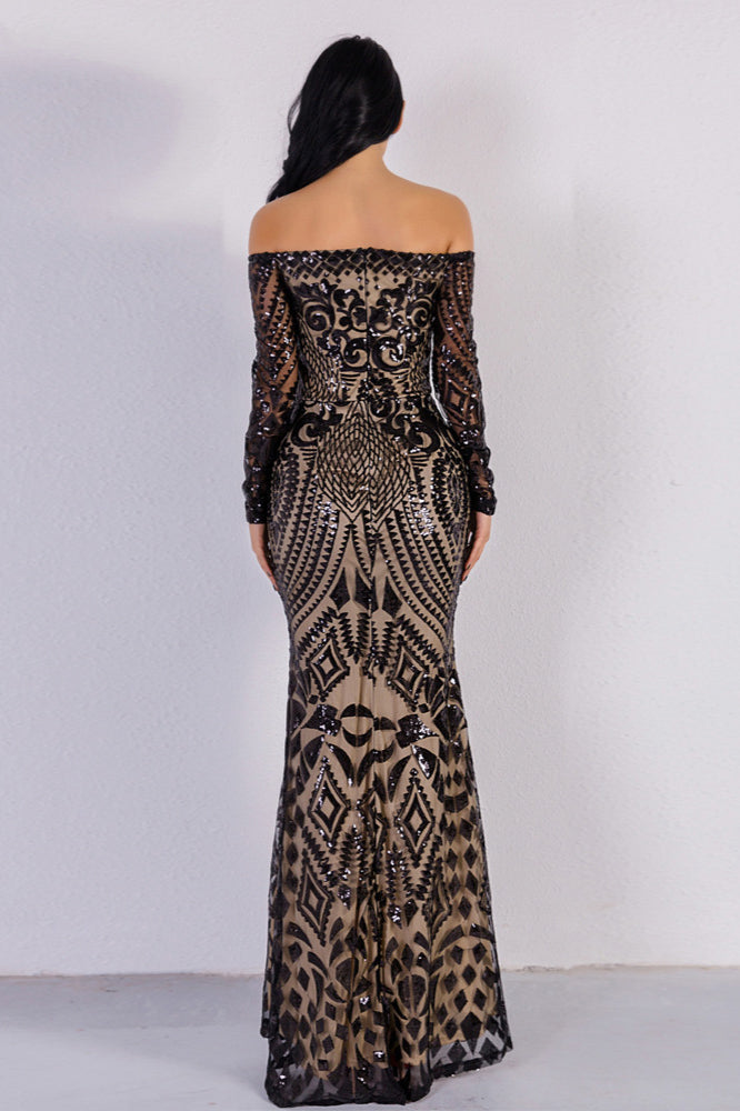 Glamorous Long Sleeve Mermaid Sequins Prom Dress for Your Evening Party-BallBride
