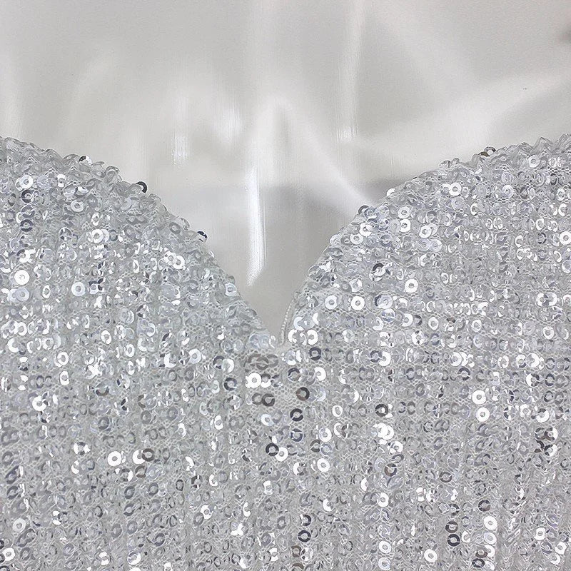 Glamorous Long Sleeve Off-the-Shoulder Sequins Evening Gowns Mermaid Prom Dress Online-BallBride