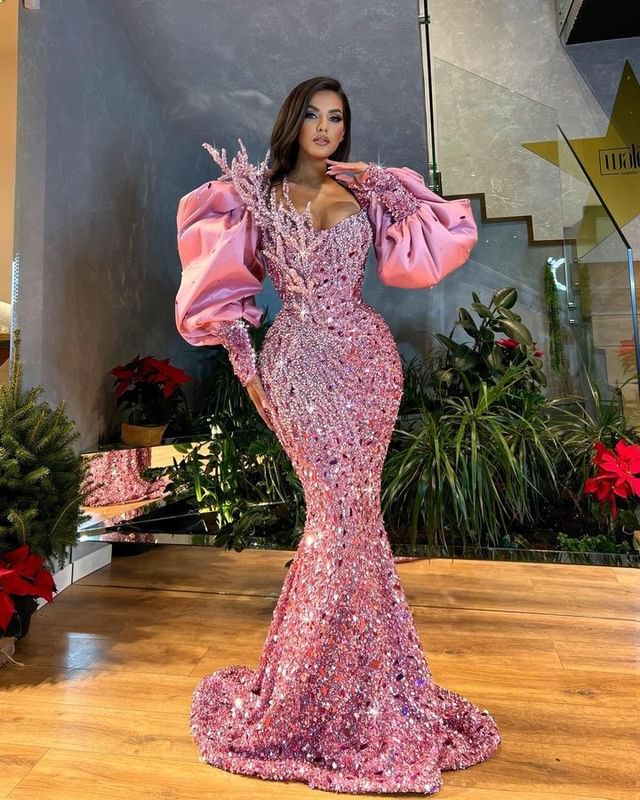 Glamorous Mermaid Prom Dress with Beads & Sequins-BallBride