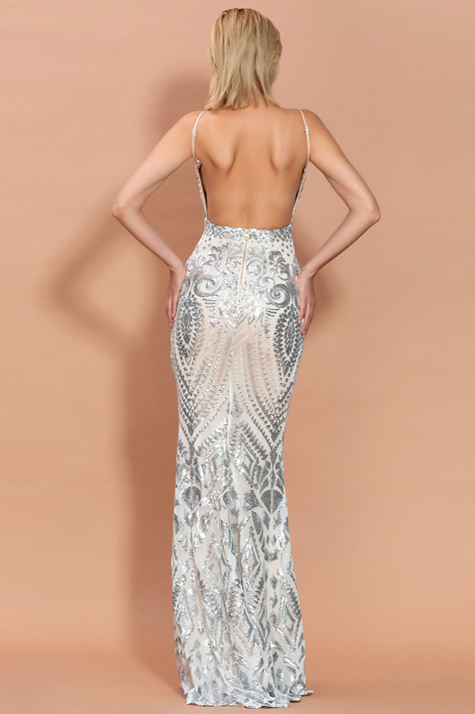 Glamorous Mermaid Sequins Prom Dress with Spaghetti-Straps-BallBride