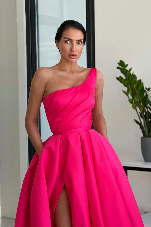 Glamorous Rose Pink A Line Evening Dress Simple-BallBride