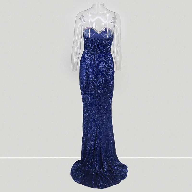 Glamorous Sequins Sweetheart Prom Dress Long Mermaid Evening Gowns With Split-BallBride