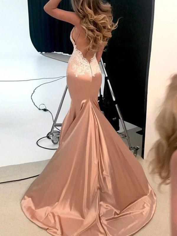 Glamorous Sleeveless V-Neck Mermaid Prom Dress With Appliques-BallBride