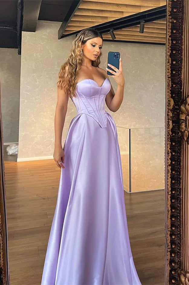 Glamorous Sweetheart Lilac Long Evening Dress Online-BallBride