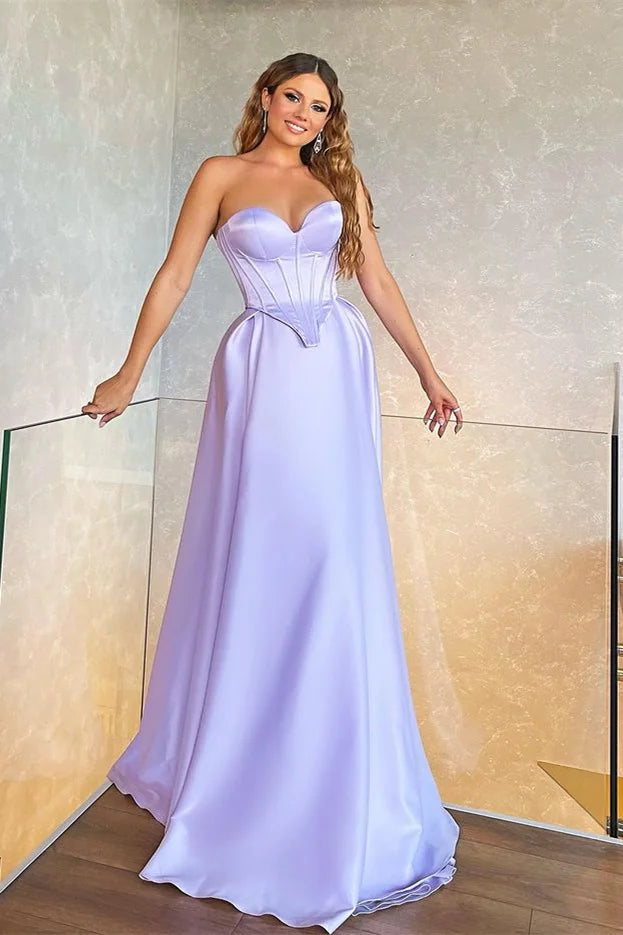 Glamorous Sweetheart Lilac Long Evening Dress Online-BallBride