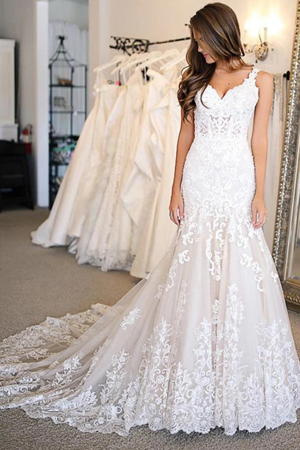Glamorous Sweetheart Mermaid Wedding Dress With Appliques-BallBride