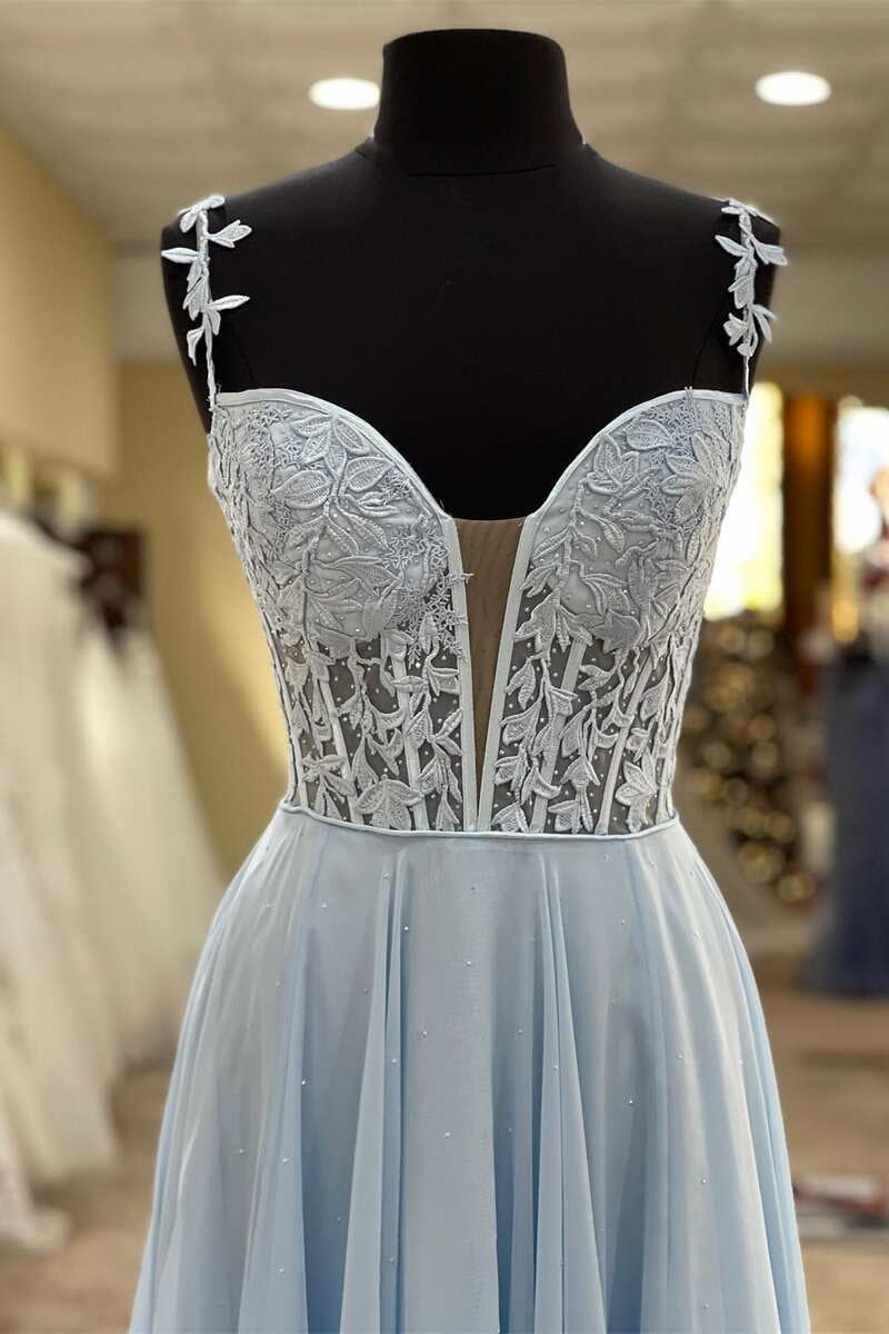 Glamorous Sweetheart Spaghetti-Straps A Line Tulle Evening Dress-BallBride