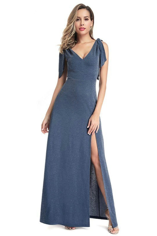 Glamorous V-Neck Sleeveless Mermaid Prom Dress with Split-BallBride