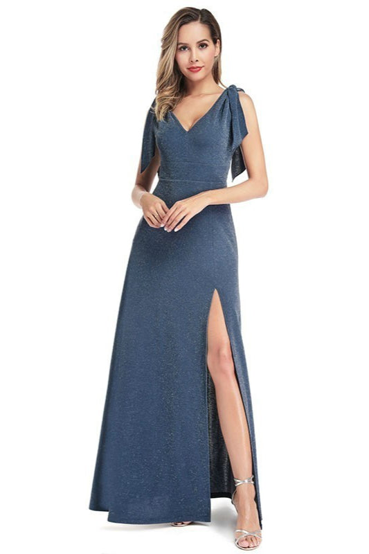 Glamorous V-Neck Sleeveless Mermaid Prom Dress with Split-BallBride