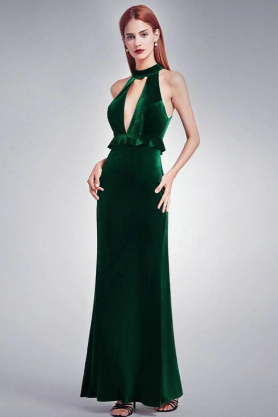 Glamorous Velvet Long Mermaid Prom Dress On Sale-BallBride