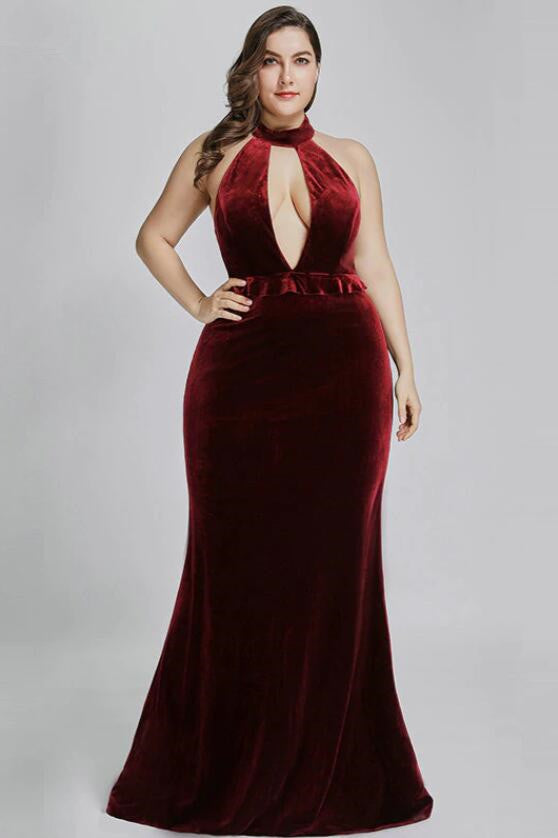 Glamorous Velvet Long Mermaid Prom Dress On Sale-BallBride