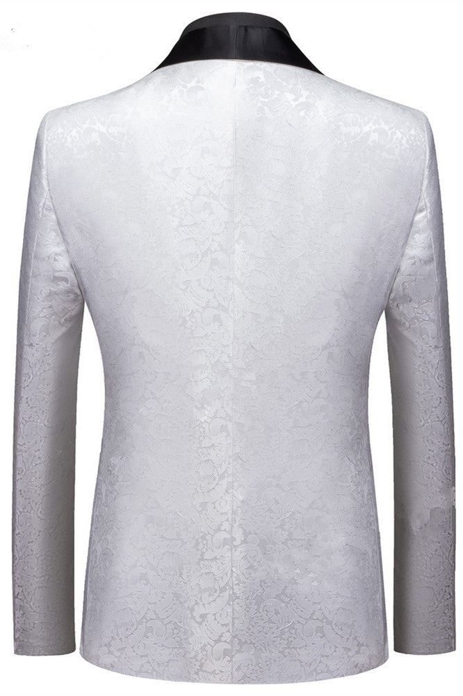 Glamorous White One Button Wedding Tuxedo with Shawl Lapel-BallBride