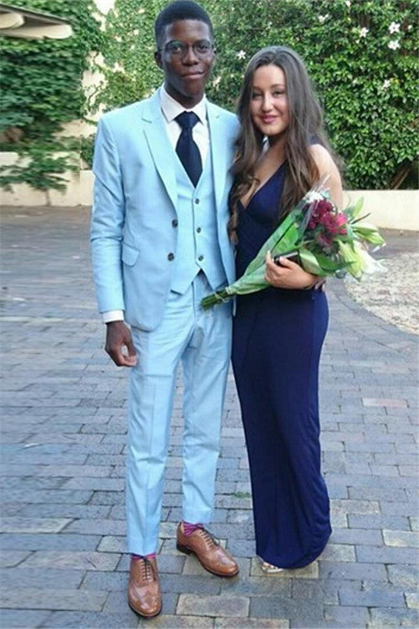 Gorgeous 3 Piece Blue Prom Party Suits for Men Online-BallBride