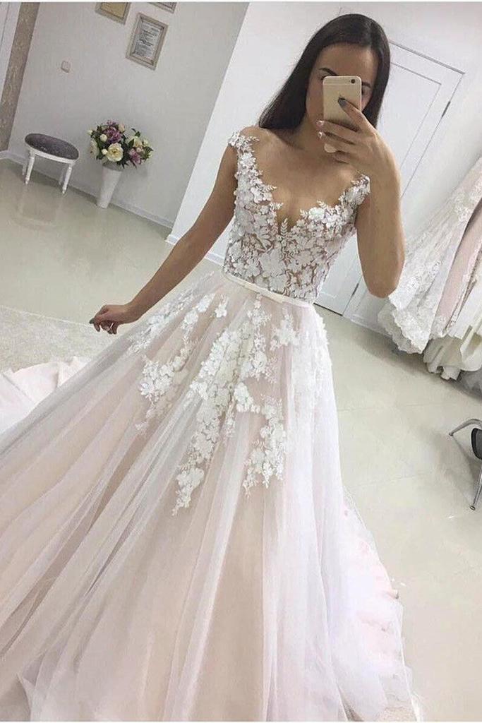 Gorgeous A-line Sweetheart Princess Wedding Dress With Tulle Lace-BallBride