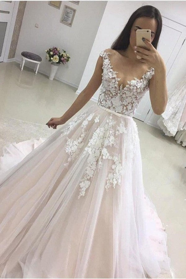 Gorgeous A-line Sweetheart Princess Wedding Dress With Tulle Lace-BallBride