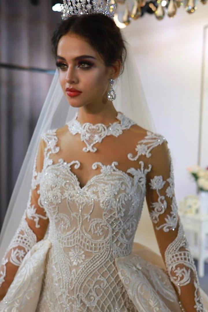 Gorgeous A-Line Sweetheart Wedding Dress with Appliques Lace-BallBride