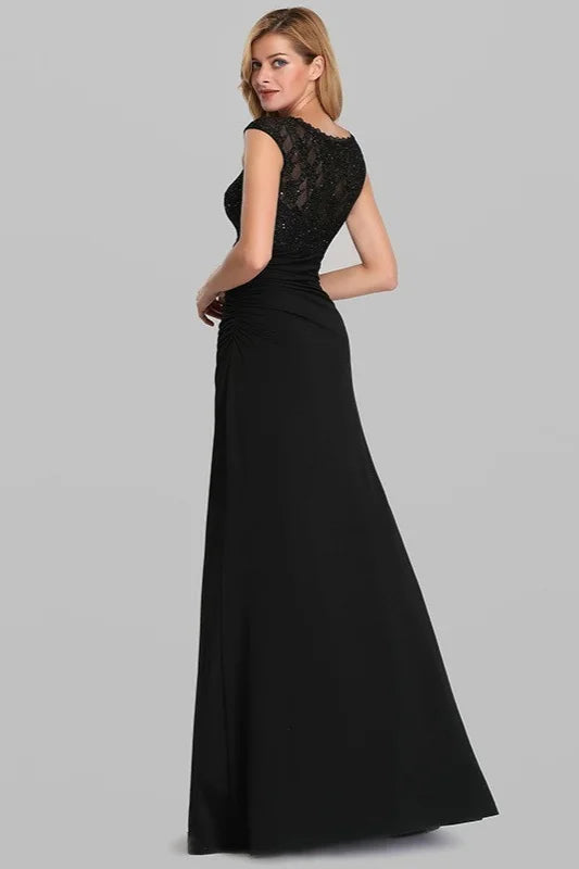 Gorgeous Black Lace Appliques Prom Dress Long Mermaid Evening Party Gowns Online-BallBride