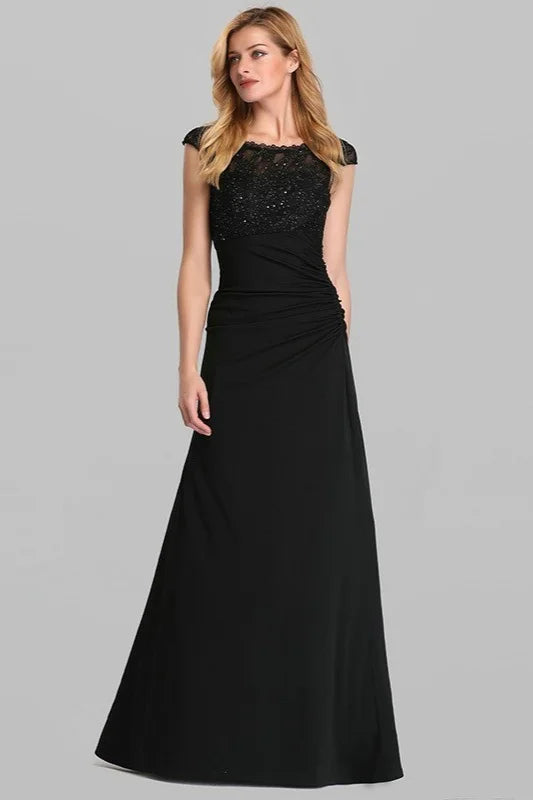 Gorgeous Black Lace Appliques Prom Dress Long Mermaid Evening Party Gowns Online-BallBride