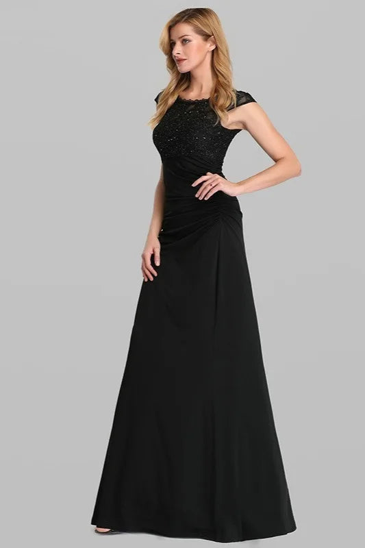 Gorgeous Black Lace Appliques Prom Dress Long Mermaid Evening Party Gowns Online-BallBride
