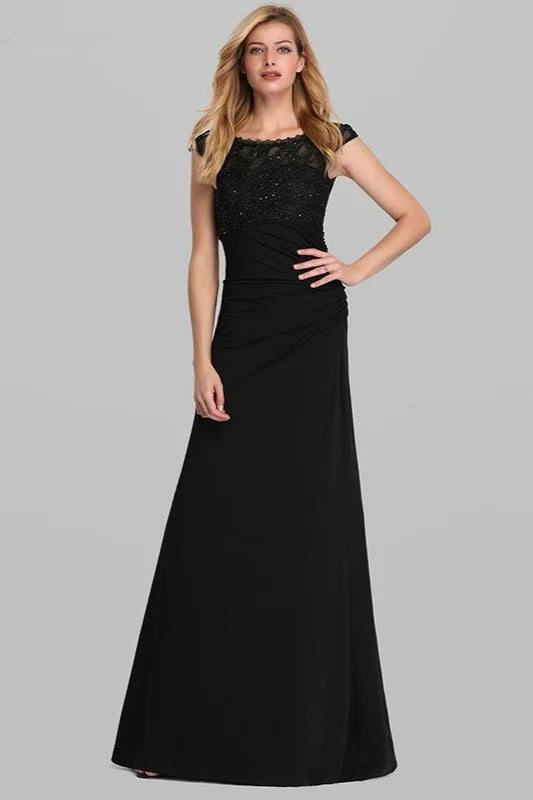 Gorgeous Black Lace Appliques Prom Dress Long Mermaid Evening Party Gowns Online-BallBride