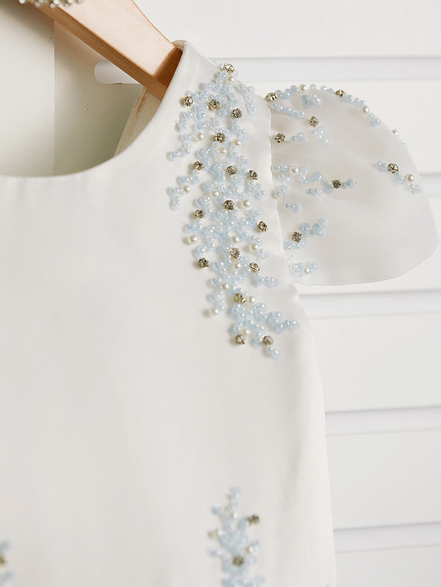 Gorgeous Cap Sleeve Jewel Neck Flower Girl Dresses Satin Tulle With Beading-BallBride