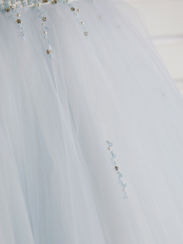 Gorgeous Cap Sleeve Jewel Neck Flower Girl Dresses Satin Tulle With Beading-BallBride