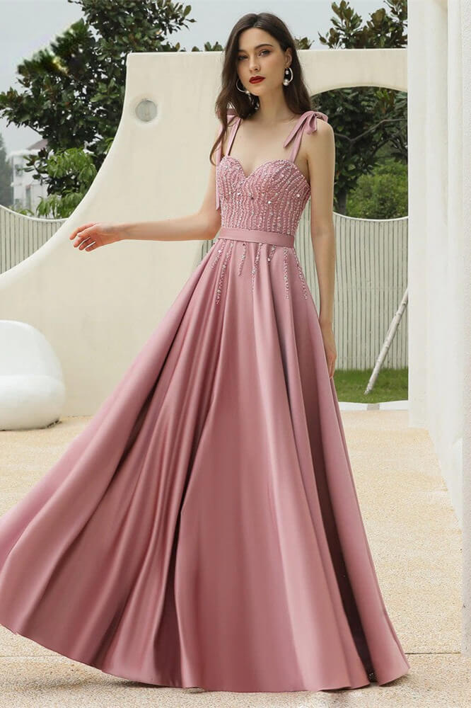 Gorgeous Dusty Pink Sweetheart Prom Dress with Beadings Sleeveless-BallBride