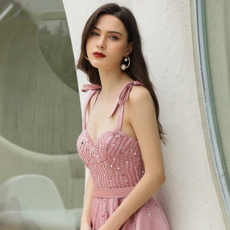 Gorgeous Dusty Pink Sweetheart Prom Dress with Beadings Sleeveless-BallBride