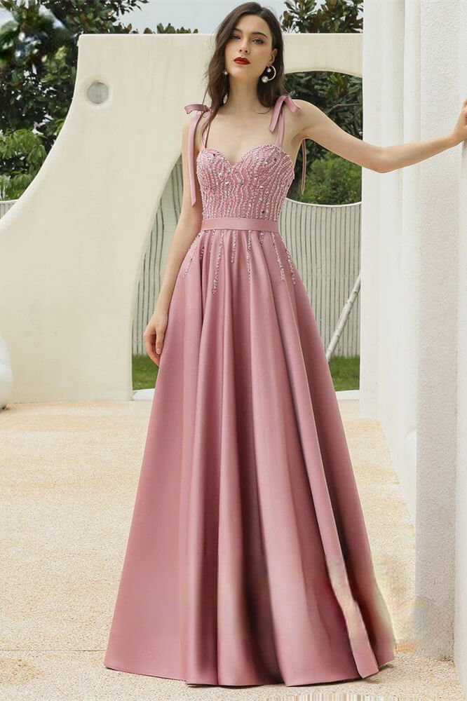 Gorgeous Dusty Pink Sweetheart Prom Dress with Beadings Sleeveless-BallBride