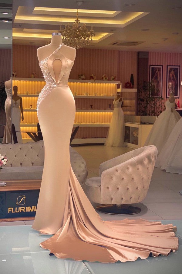Gorgeous Halter Mermaid Prom Dress with Keyhole, Beadings, and Sequins-BallBride