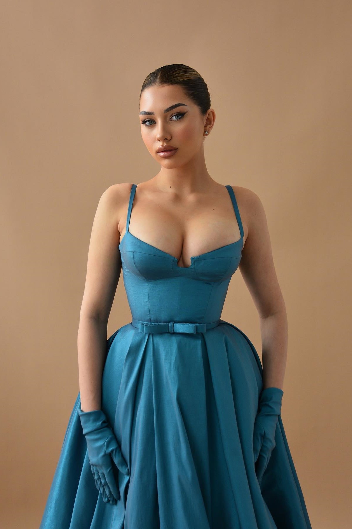 Gorgeous Ink Blue Sleeveless A-Line Prom Dress On Sale-BallBride