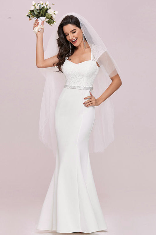 Gorgeous Lace Cap Sleeves Wedding Dress with Beads-BallBride