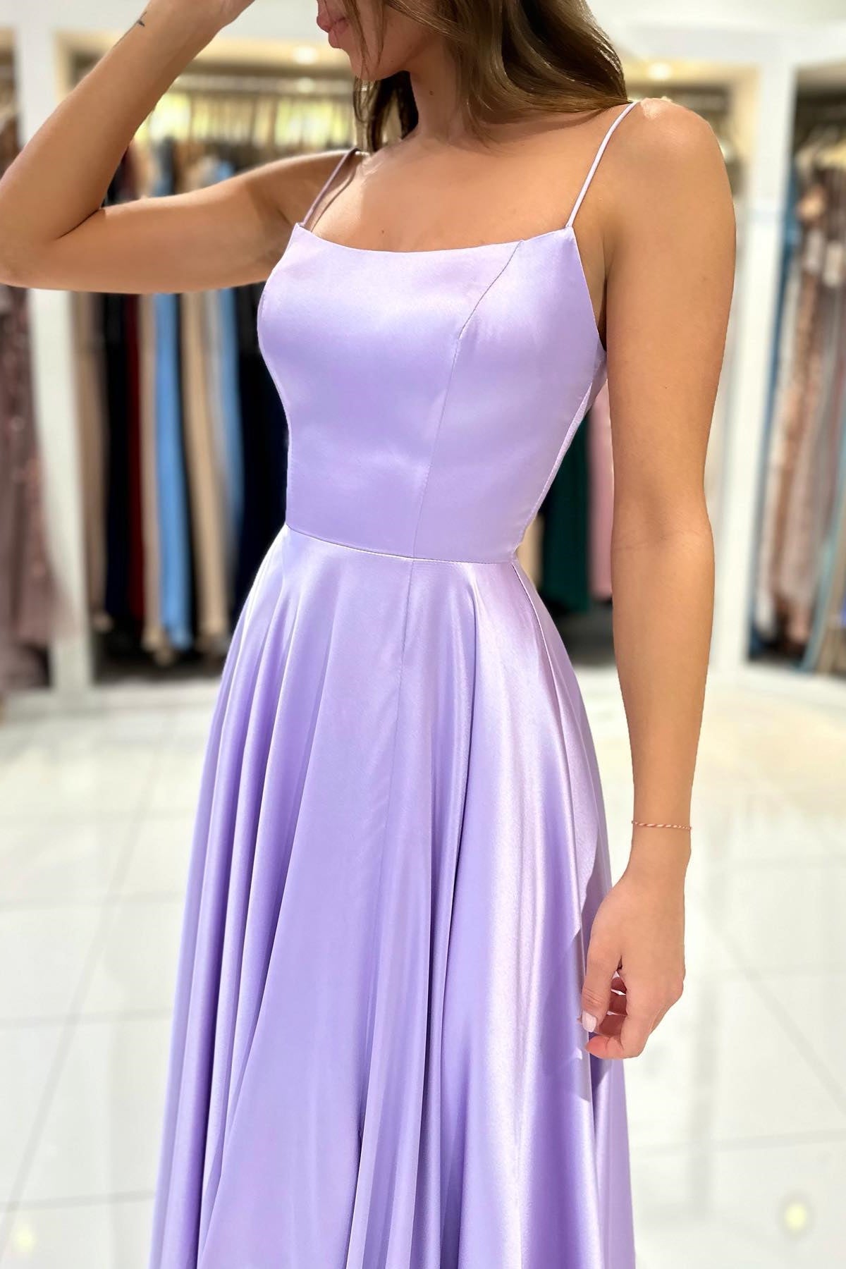 Gorgeous Lilac Spaghetti-Straps A-line Prom Dress On Sale-BallBride