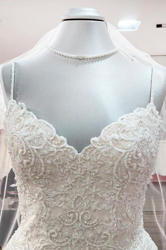 Gorgeous Long A-line Sweetheart Wedding Dress with Tulle Lace-BallBride