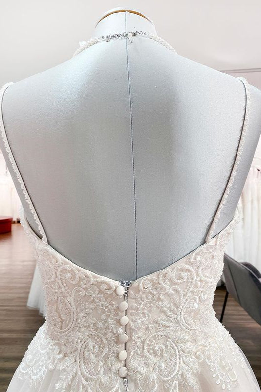 Gorgeous Long A-line Sweetheart Wedding Dress with Tulle Lace-BallBride