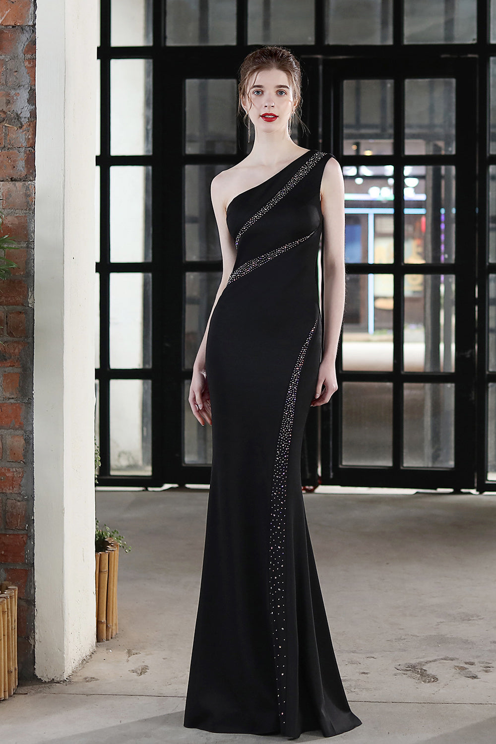 Gorgeous Long Mermaid Prom Dress with Beads and One Shoulder-BallBride