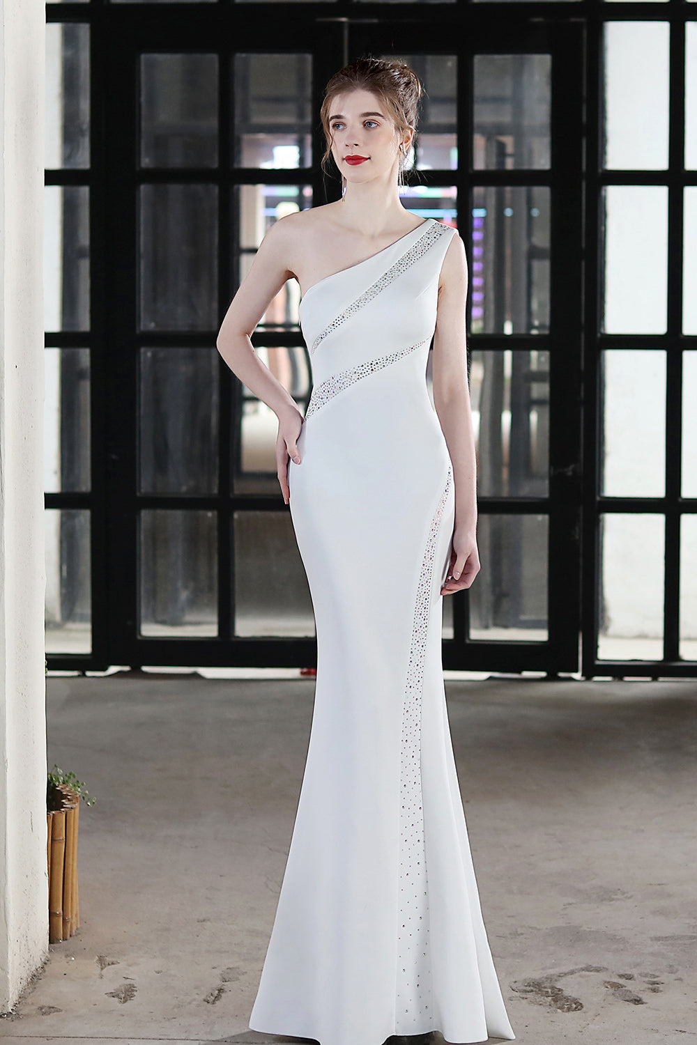 Gorgeous Long Mermaid Prom Dress with Beads and One Shoulder-BallBride